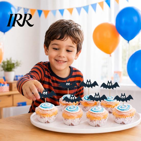 Halloween Dessert Table Decor 8 Pcs Bat Cupcake Toppers, Black Cake Cute Shaped Topper Picks for Halloween, Baby Shower, Birthday Party Decoration
