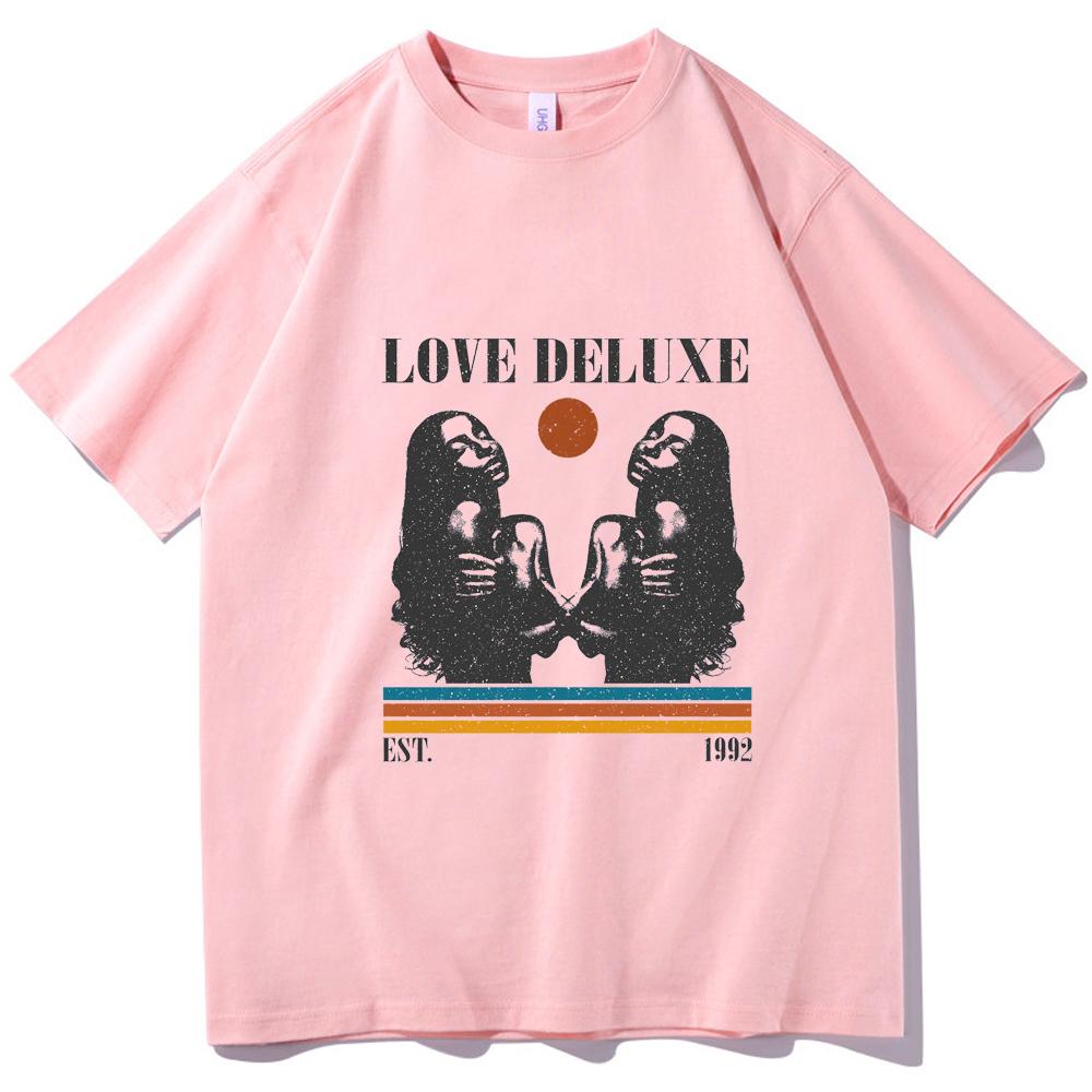 Футболка Sade Love Deluxe Женская с круглым вырезом Повседневная с принтом Летняя Подарок для фанатов музыки Футболка Оверсайз Мужская Обычная