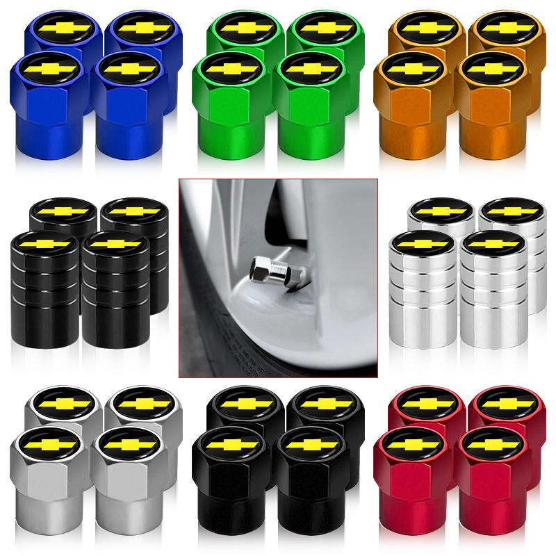 4Pcs Alloy Car Valve Cap Wheel Valves Dust Cover Tire Accessories For Chevrolet Silverado Impala Malibu Cruze Camaro Blazer Aveo