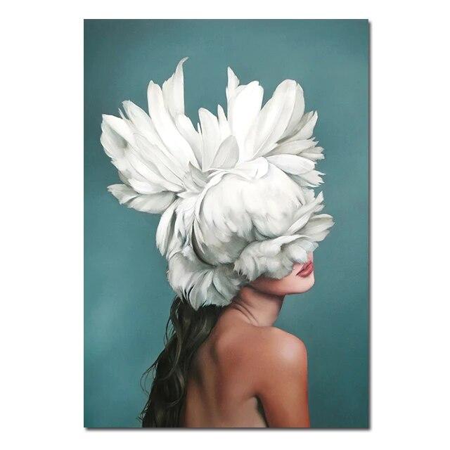 Женская голова с цветами, холст, живопись, скандинавские настенные художественные постеры, модная женская портретная картина, украшение для дома, спальни, без рамки