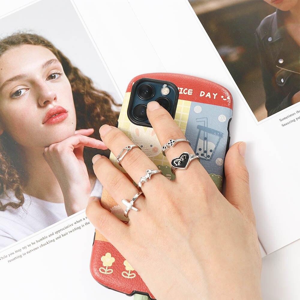 Корейский ретро полые кольца с пламенем огня набор для мужчин и женщин геометрическое сердце любовь открытый палец кольцо регулируемые простые ювелирные изделия подарки