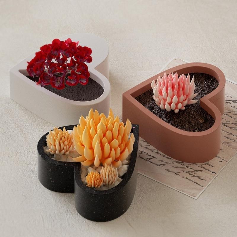 Creative Heart Shaped Silicone Mold Candle Cups and Planter Making Mould Epoxy Resin Candle Holder Decoration Mould