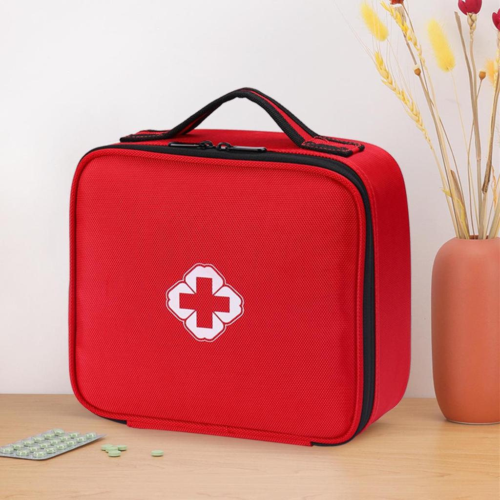 Large Capacity Outdoor & Home First Aid Kit - Portable Handheld Fabric Storage Box for Travel, Epidemic Prevention, Car & Student Use