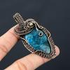 Neon Blue Apatite Gemstone Pure Copper Wire Wrapped Handmade Pendant Jewelry