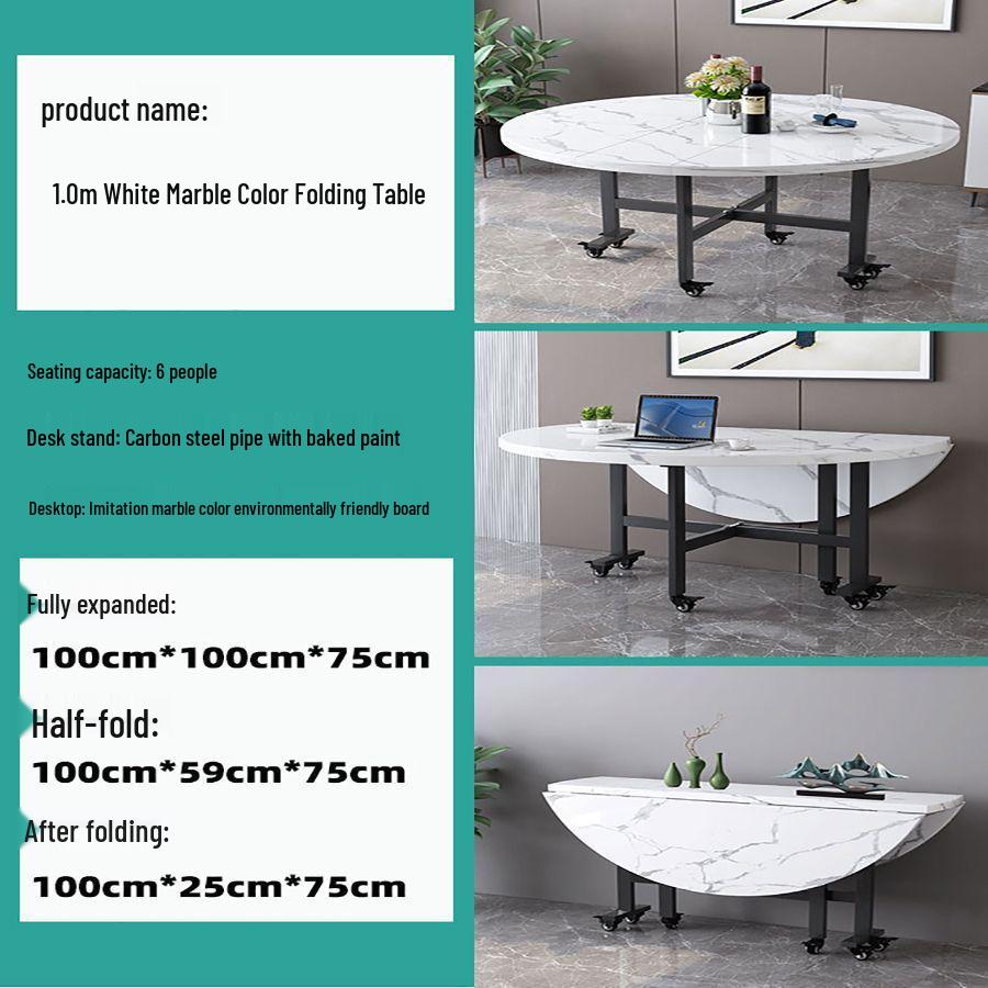 Modern Minimalist 10-Person Round Folding Dining Table for Small Apartments and Rental Rooms