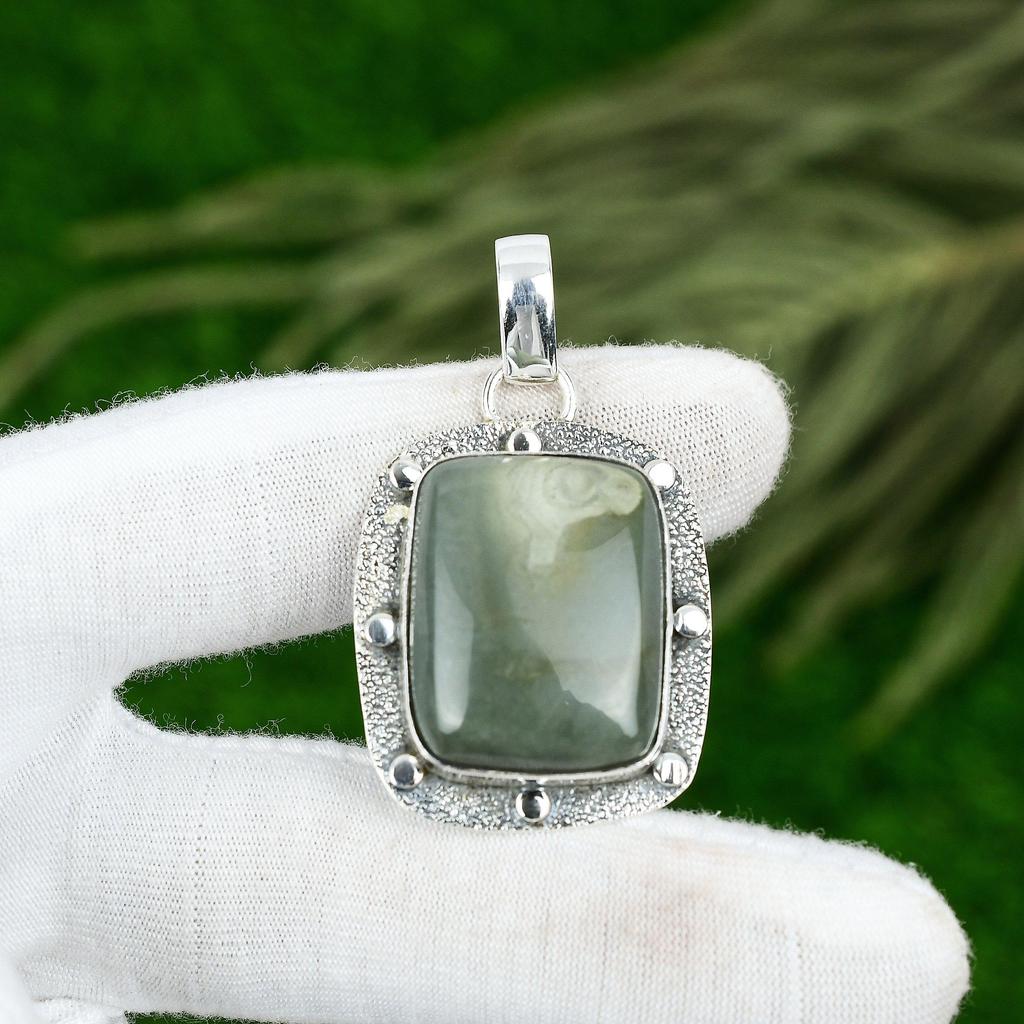 Memorial Day Sale Polychrome Jasper Stone Sterling Silver Boho Pendant Jewelry