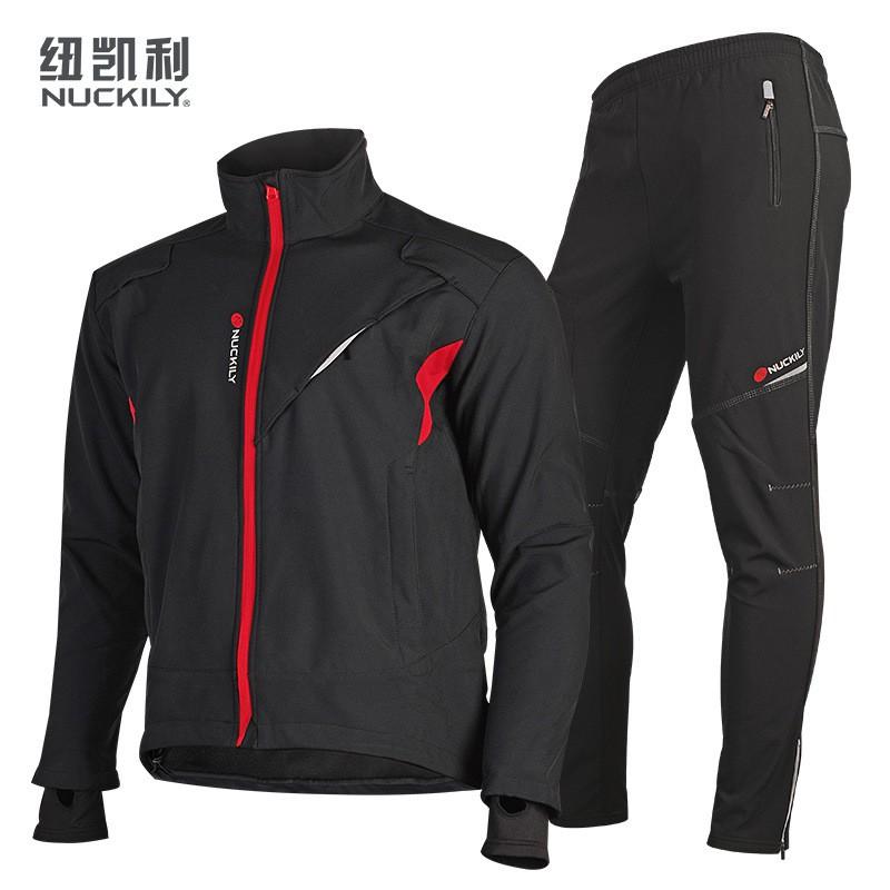 NUCKILY Winter Cycling Suit Men Women Windproof Fleece Thermal Bike Set Mountain Road Biking