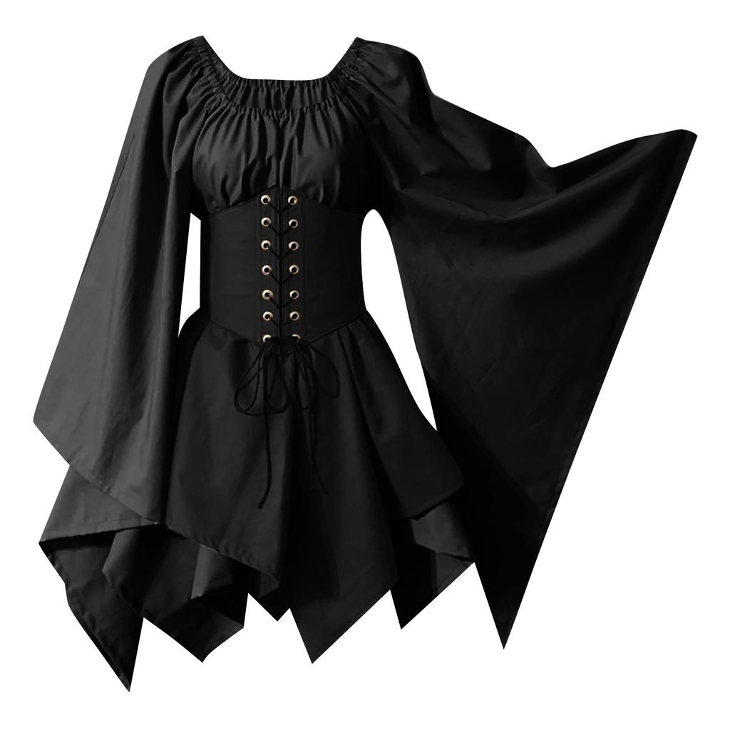 Women Fashion Long Sleeve Vintage Dress Cosplay Party Evening Night Formal Dress