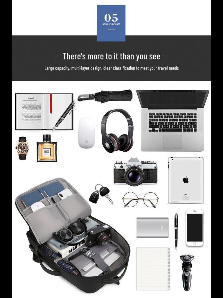 Мужской водонепроницаемый рюкзак для деловых поездок большой вместимости