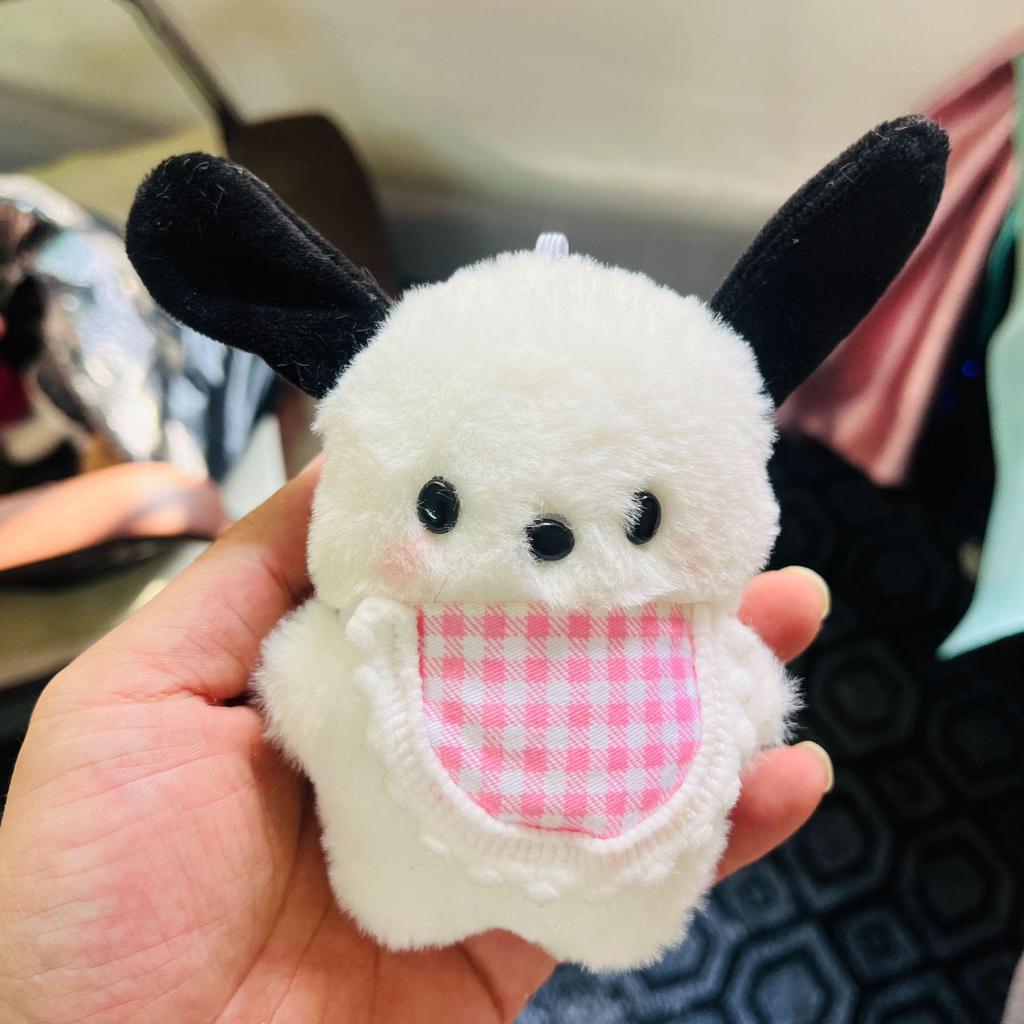 Pochacco Blush Plush Keychain: Cute Puppy with Goggles Pendant