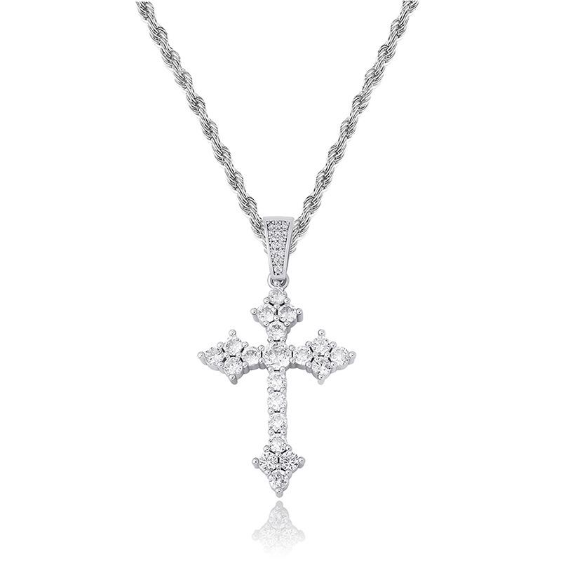 European and American Retro Zircon Cross Pendant Necklace