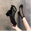 New Air Mesh Net Bling Women Shoes Summer Ankle Boots Thin High Heels Sexy Sandal Chelsea Boots Female