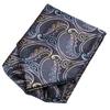 Hi-Tie Fashion Designe Mens Silk Ascot Tie Set Grey Paisley Ascot Tie with Handkerchief Cufflinks