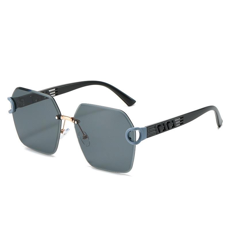 Солнцезащитные очки женские без оправы с отделкой нестандартной формы с защитой от ультрафиолета, модные ретро-солнцезащитные очки для мужчин
