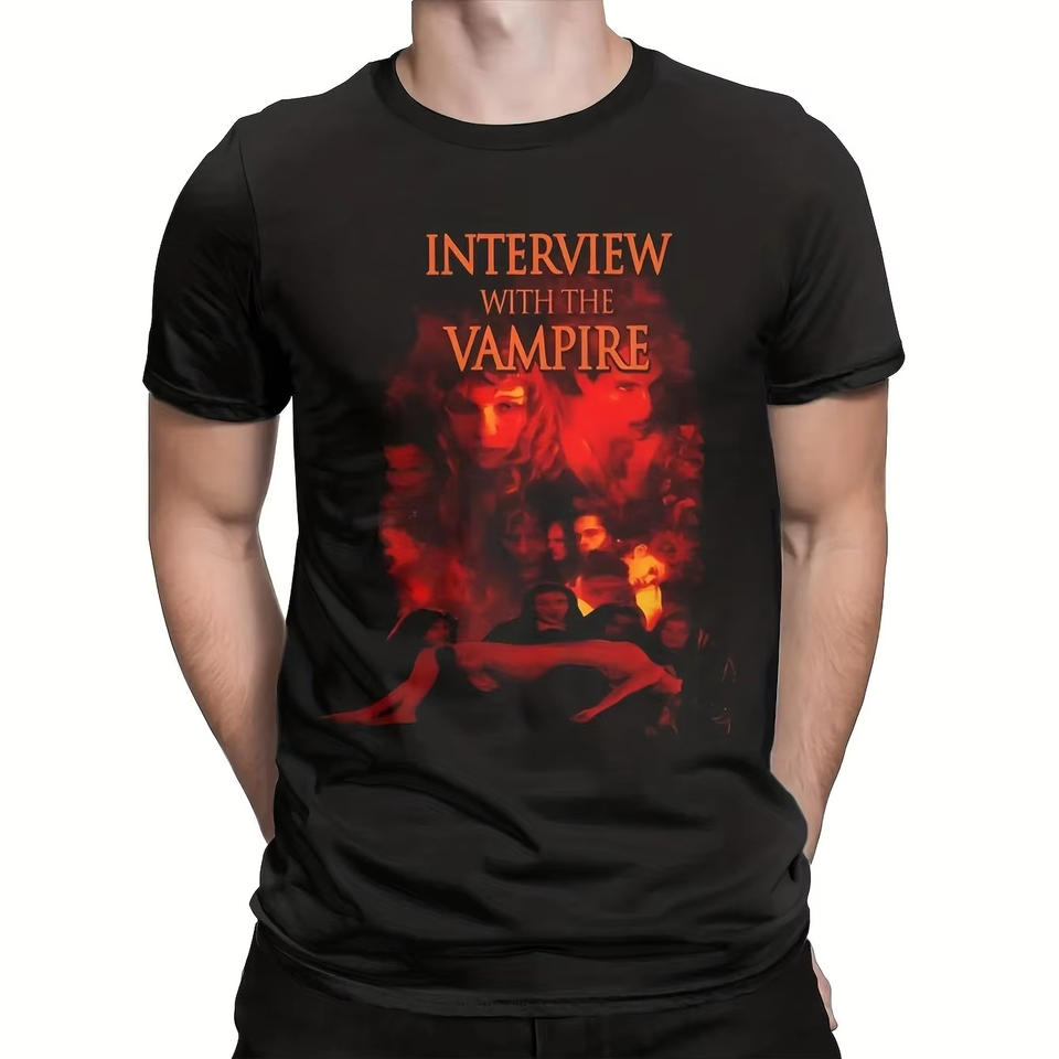 Men's "Date with Vampires" Movie Theme Retro Cotton T-shirt Printed Clothing Oversized T shirt