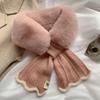 Windproof Knitted Scarf Shawl Plush Scarfs Warm Wool Collar  Winter