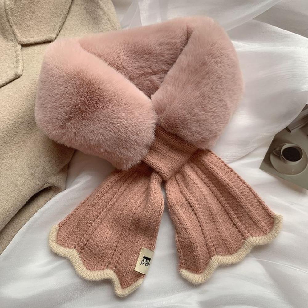 Windproof Knitted Scarf Shawl Plush Scarfs Warm Wool Collar Winter