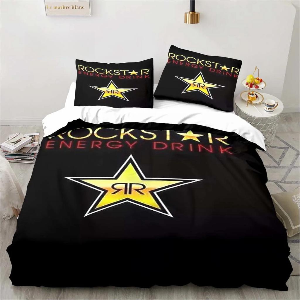 D-Drinks Rockstar Energy Sheets Quilt Covers Bedding Dormitory Sheets Three-piece Bedding Set Three-piece Soft Warm Bedding Set