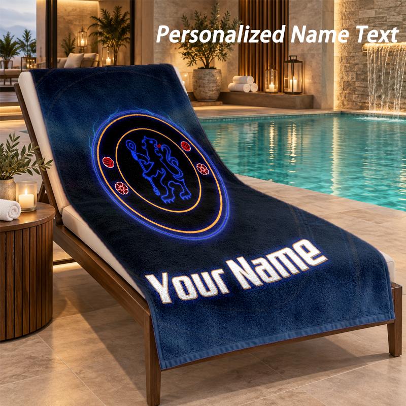 Custom Text Chelsea FC Print Beach Towel Large Towel For Home Bathroom Beach