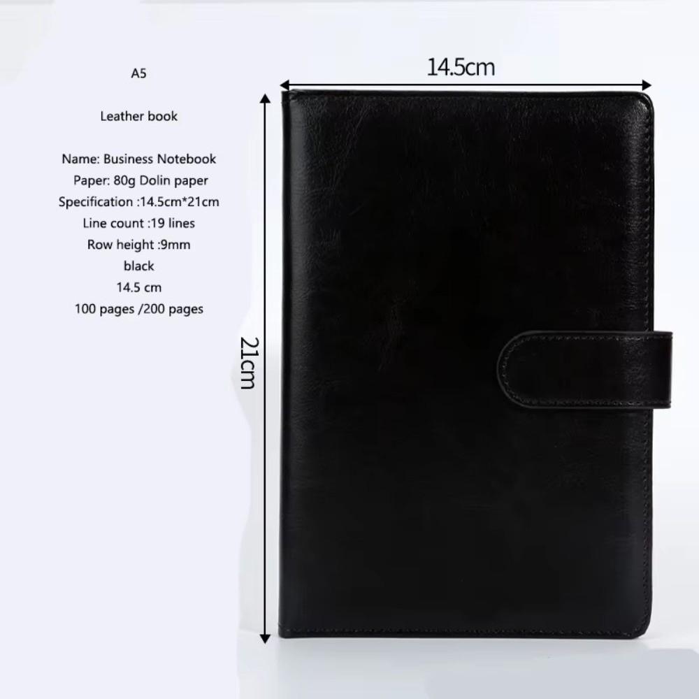 with Buckle Meeting Record Book PU Leather Hardcover Notebook Business Notebook Office Stationery