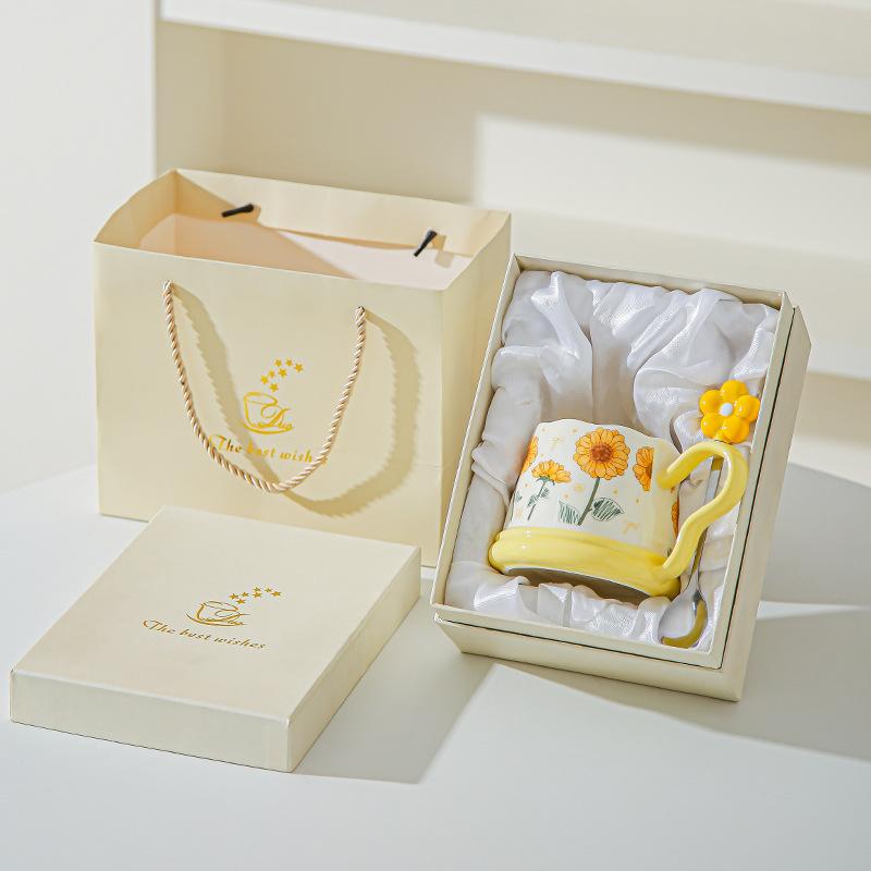 Souvenir Gifts Pastoral Style Single Cup Sunflower Ceramic Cup Household Set Mug Tulip Cup
