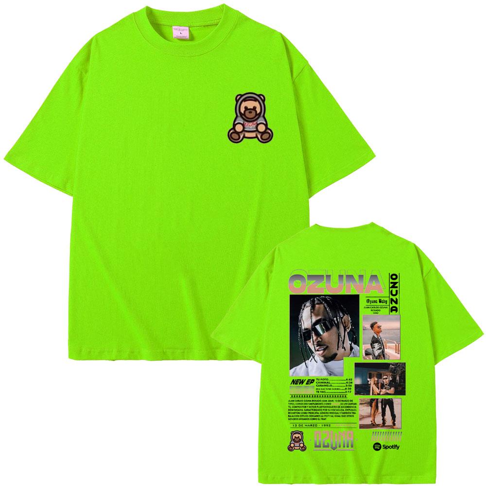 Футболка с двусторонним принтом рэпера Ozuna, уличная одежда Anuel AA, мужские и женские футболки оверсайз в стиле хип-хоп, мужская мода, винтажные футболки