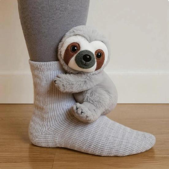 3D Plush Animal Socks Cute Knitted Socks with Fluffy Animals Stretchy Fun Sloth Cat Socks for Animal Lovers Christmas Gift
