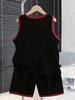 Boys classic cartoon dog streetwear short set. Hip-hop urban style, breathable material for school and fashion daily wear.