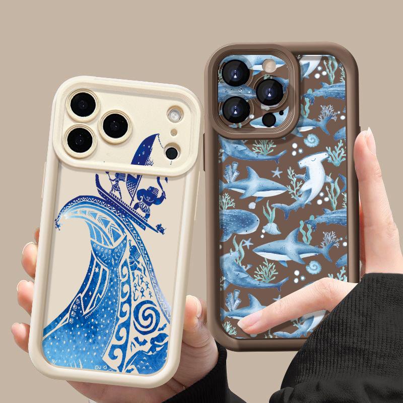 Сине-белый чехол для телефона с изображением волны для серфинга Для iPhone 17 Pro Max 17e 16e Ударопрочный силиконовый мягкий бампер Чехол Для iPhone 16 15 14 13 Pro Max 11