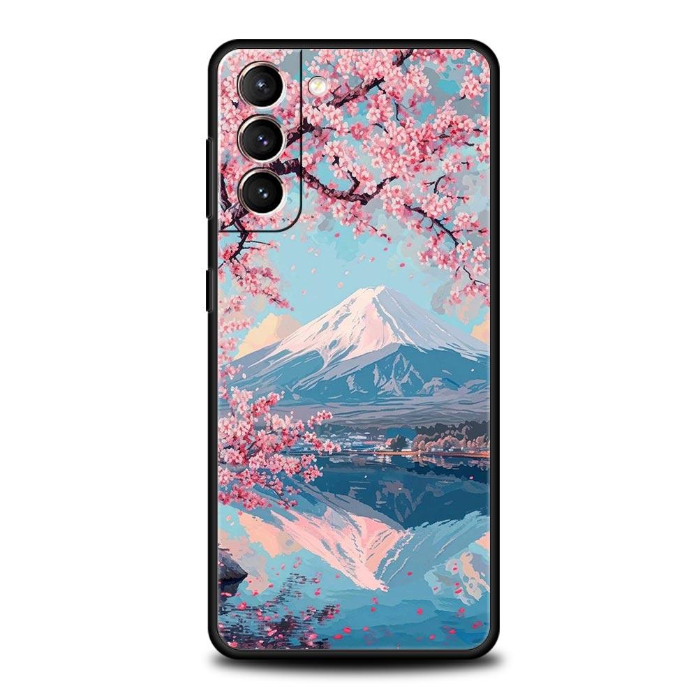 Япония Гора Фудзи Картина Цветение сакуры Чехол для телефона Для Samsung Galaxy S25 S24 S23 S22 S20 Ultra S21 FE 5G S10 Plus S10E Чехол