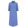 Summer Women Dress SIngle-breasted Half Sleeves Turn-down Collar Loose Solid Color Buttons Commute Daily Wear Dress