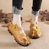 Fashion Summer Cowhide Flat Women's Shoes Ethnic Style Genuine Leather Breathable Women's Sandals Hollowed Out Big Size42 Mother's Shoes
