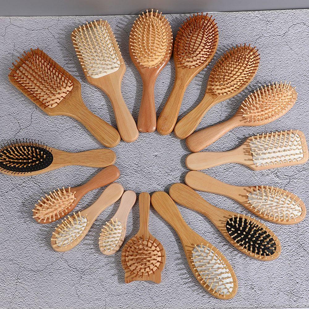 1Pc Paddle Cushion Massage Brush Hair Loss Bamboo Comb New Wood Comb  Hair Scalp