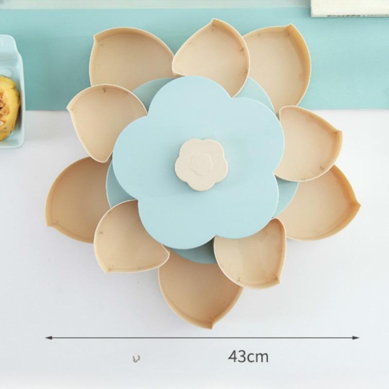 Вращающаяся коробка для закусок в форме лепестка, поднос для конфет, коробка для хранения еды, свадебные тарелки для конфет, двухъярусный органайзер для сухофруктов, хранение