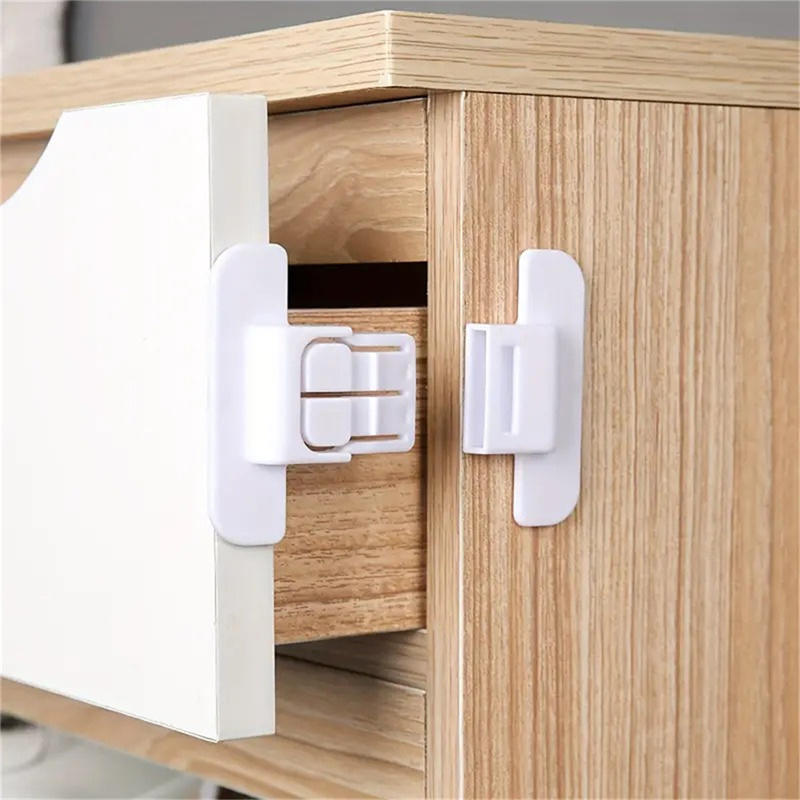 10pcs Child Proof Refrigerator Door Lock Automatic Non-punch Universal Cabinet Drawers Door Safety Buckle