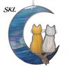 Acrylic Cat Suncatcher Hanging Pendant with Chain, Animal Ornament for Window Light Translucent Wall Decor, Cute Lover Gift Home Room Decoration Decor