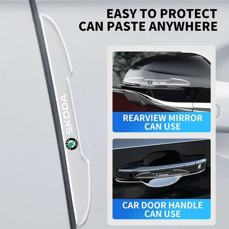 2025 Hot 4PCS Car side door anti-collision bumper protection sticker For Skoda Octavia Fabia Kamiq Kapoq Kodiaq Rapid SCALA Supe