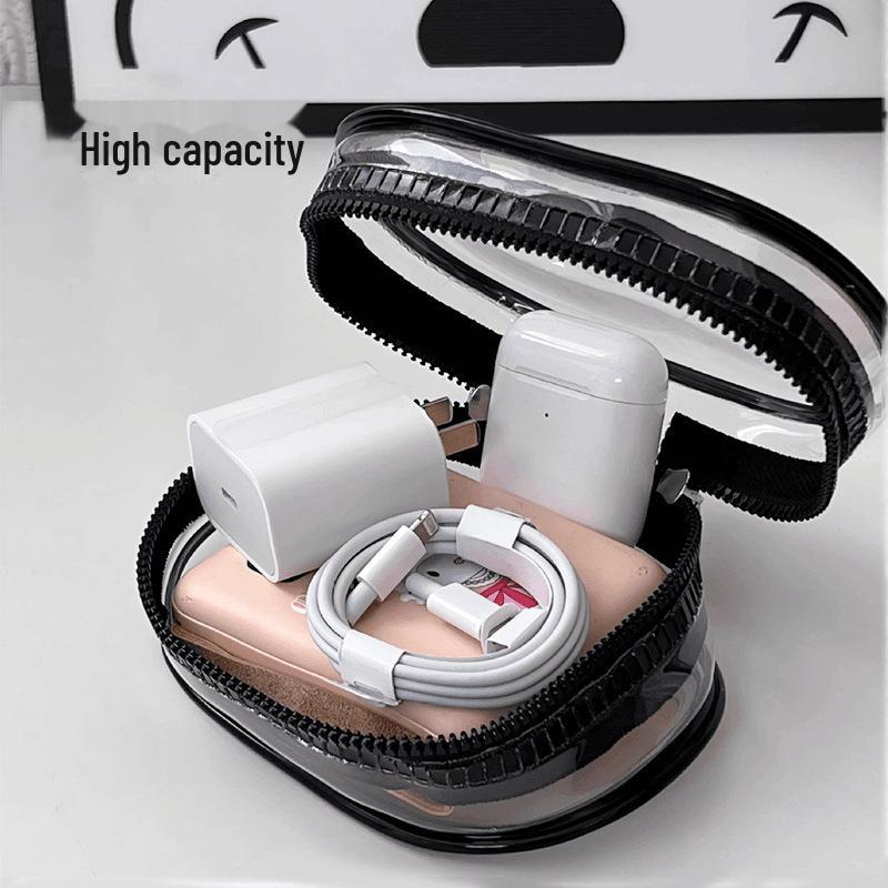 Прозрачный органайзер для путешествий: Защитная сумка для хранения цифровых аксессуаров, наушников, зарядных устройств и кабелей передачи данных.