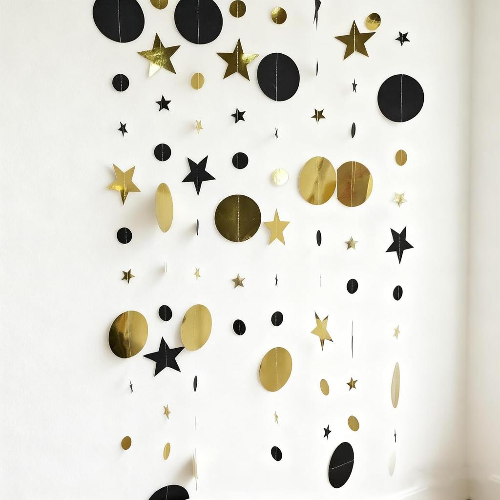 Sparkling star discs flower garlands banners decorations golden party ceilings hanging decorative ribbons birthday backgrounds baby showers New