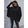 Women's Pullover Autumn and Winter Loose Split Bat Sleeve Half High Neck Sweater