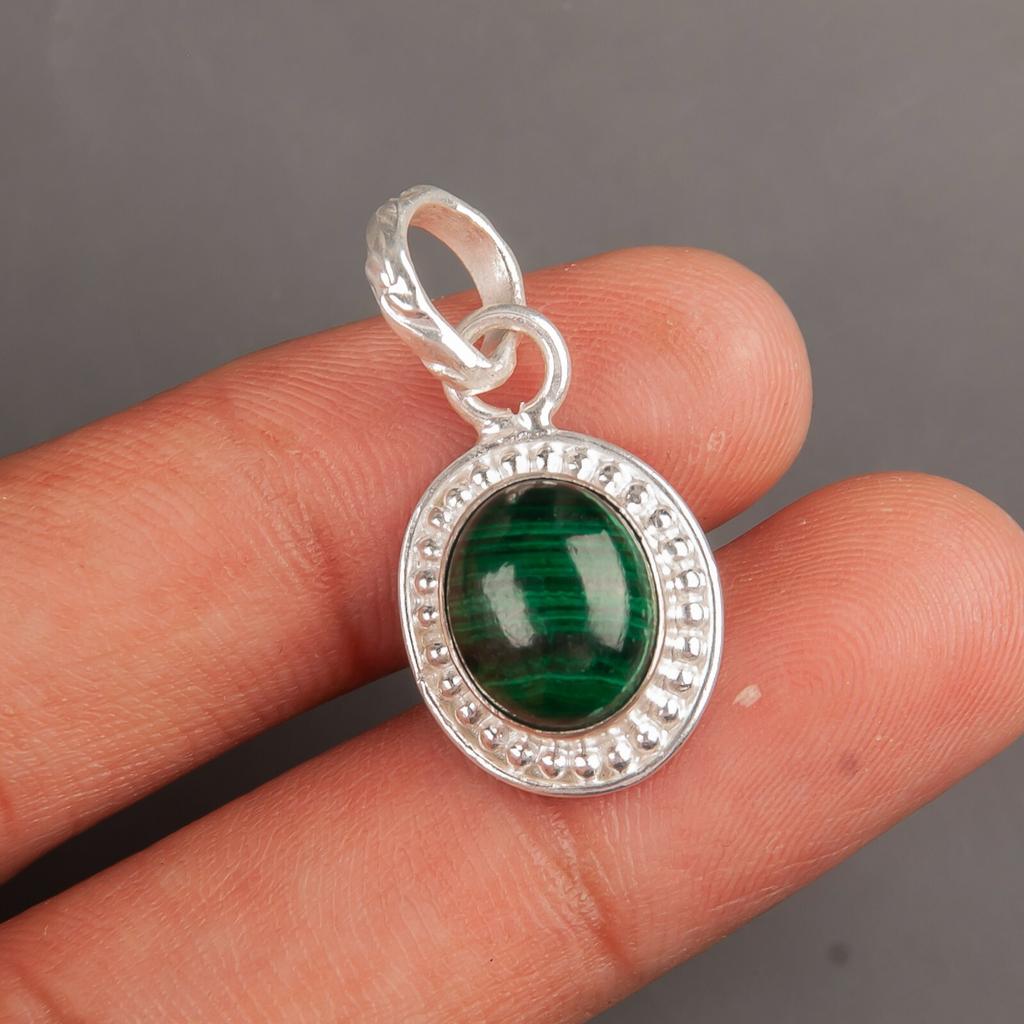 Натуральный Малахит Драгоценный Камень 925 Стерлинговое Серебро Ювелирная Подвеска 1,20" Подарок Для Нее PP-7-34