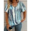 Футболка женская летняя повседневная элегантная с v-образным вырезом и коротким рукавом в полоску, свободная повседневная женская футболка