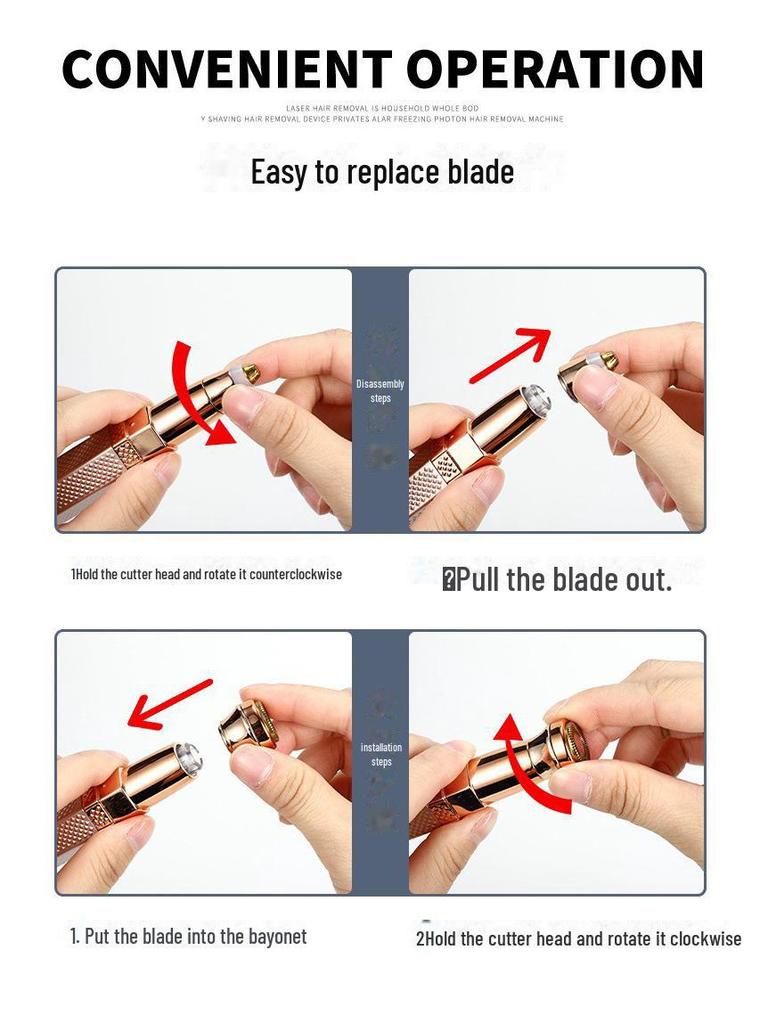 Электрический прибор для удаления волос для женщин: Лицо, губы, нос, подмышки и интимные зоны с мини-триммером для бровей