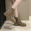 2024 New Lace Up Zipper Women Boots Round Toe Mixed Colors Leopard Print Platform Water Proof Fashion Boots Shoes for Women