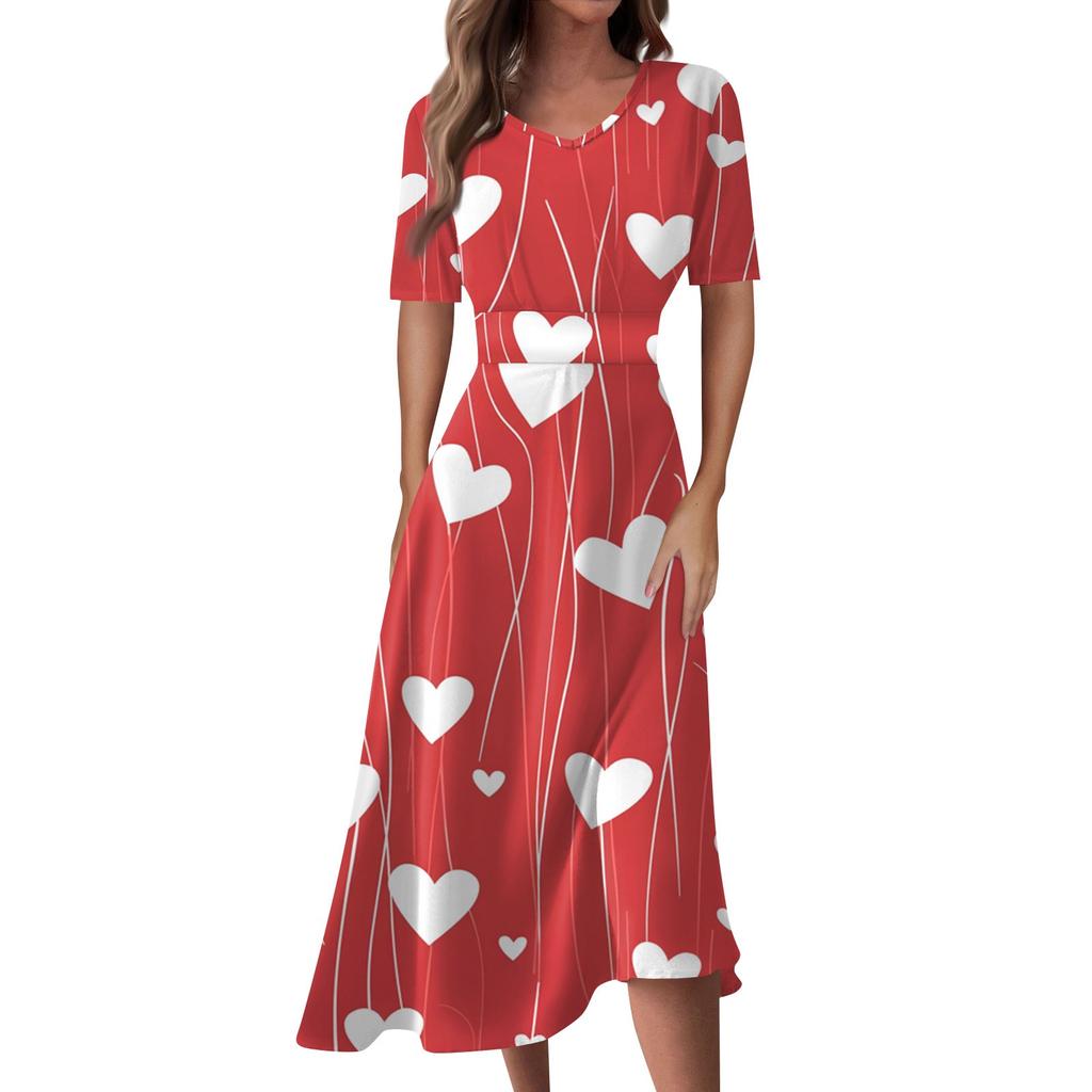 Женское повседневное модное длинное свободное платье с v-образным вырезом и коротким рукавом на талии