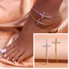Women's Elegant Cubic Zirconia Cross Gold Color Chain Beach Sandals Ankle Bracelet Anklet Foot Jewelry