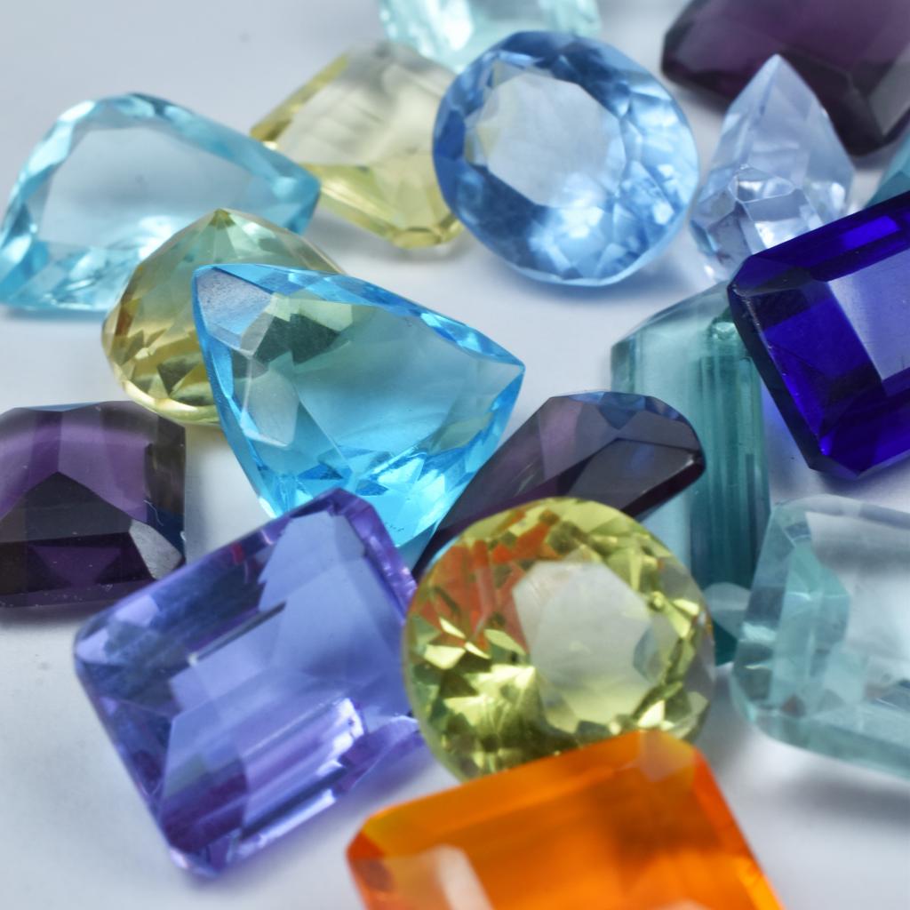 Lab-Created Mixed Color Topaz Loose Gemstone 555 ct Mixed Shape Lot for Jewelry Making and Crafts