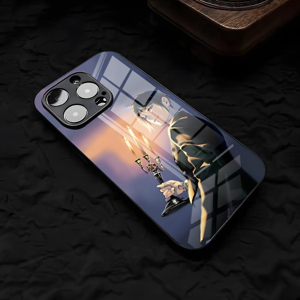 Аниме Черный Дворецкий Чехол для Телефона Для IPhone 17 Air 16 E Pro Max 15 14 13 Mini 12 Pro 11 Max Plus Черная Стеклянная Крышка