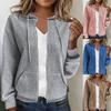 Plus Size Women's Zippered Hooded Cardigan Long Sleeved European and American Hoodie Jacket Clothing