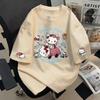 Футболка Hello Kitty с коротким рукавом из мягкого хлопка, повседневная, с круглым вырезом, милый мультяшный принт, легкий летний топ для женщин, для повседневной носки